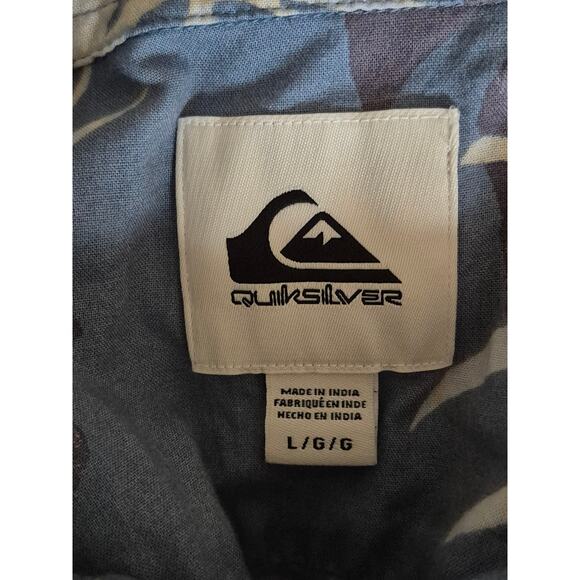 Quiksilver Men’s L Tropical Palm Floral Button Up Short Sleeve Vacation Shirt - Picture 2 of 8